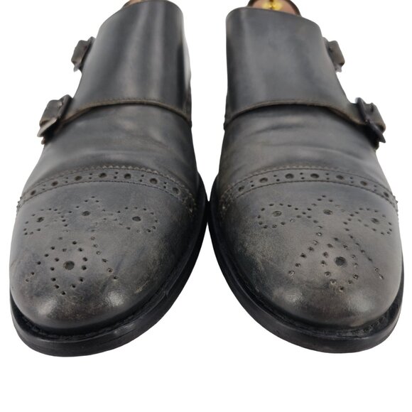 Bruno Magli Italy Gray Leather Double Monk Strap Loafers Men size 11 Dress Shoes - Picture 10 of 12